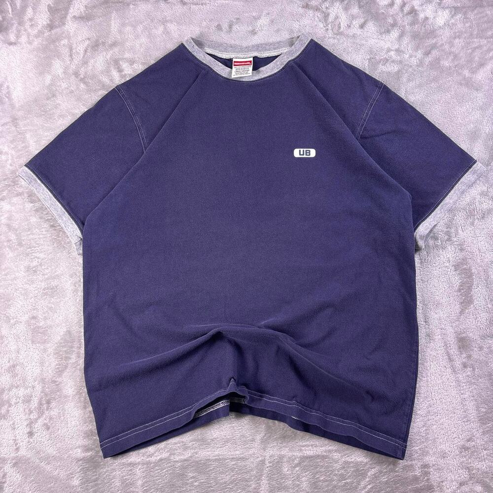 Vintage Y2K Unionbay T-Shirt Men’s Large Blue Raglan Gray Trim UB Logo
